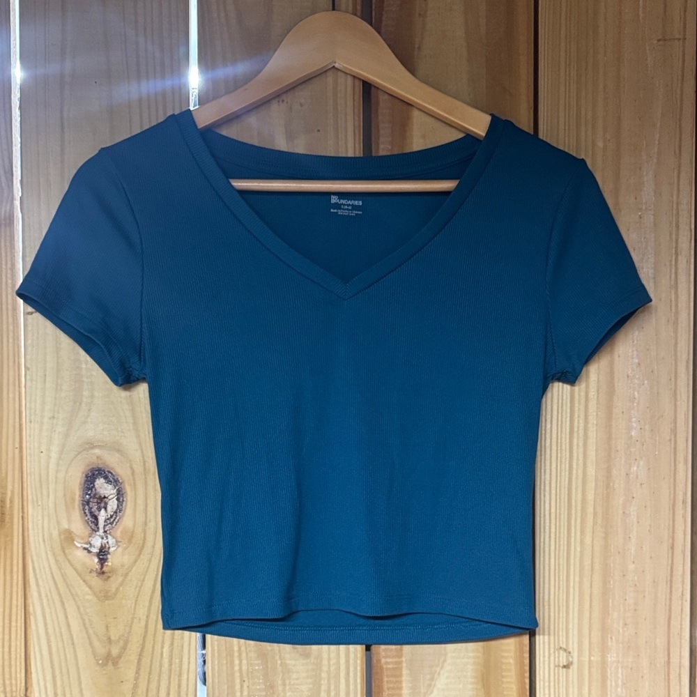 No Boundaries Deep Teal V-Neck Crop Top